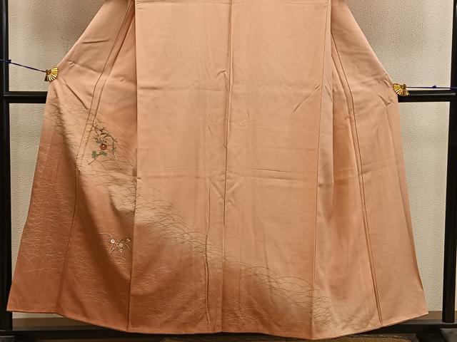 平和屋着物■訪問着　刺繍　枝花文　暈し染め　金彩　正絹　逸品　BAAY0744mz