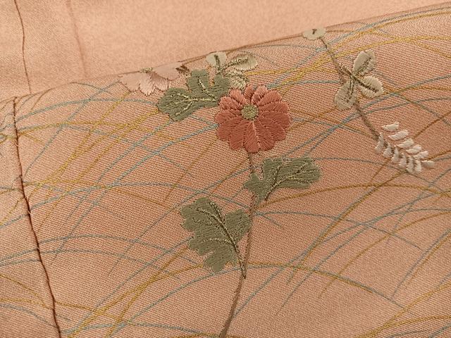 平和屋着物■訪問着　刺繍　枝花文　暈し染め　金彩　正絹　逸品　BAAY0744mz