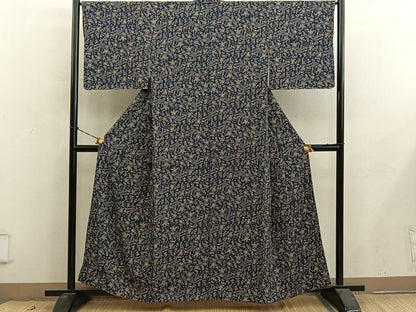 平和屋着物■上質な小紋　型染め　舞蝶文　正絹　逸品　BAAY0745mz