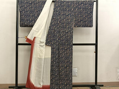 平和屋着物■上質な小紋　型染め　舞蝶文　正絹　逸品　BAAY0745mz