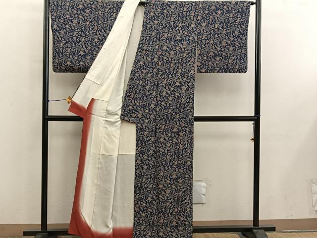 平和屋着物■上質な小紋　型染め　舞蝶文　正絹　逸品　BAAY0745mz