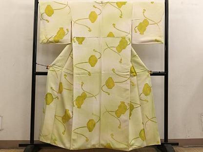 平和屋着物■上質な小紋　陶器人物花文　地紋起こし　暈し染め　正絹　逸品　BAAY0747mz