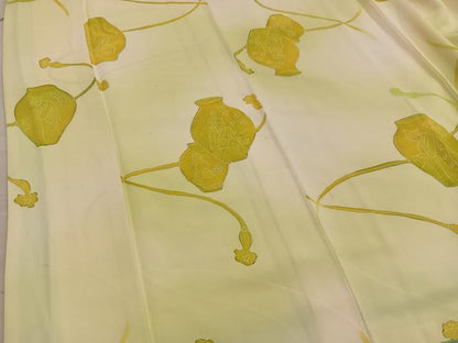 平和屋着物■上質な小紋　陶器人物花文　地紋起こし　暈し染め　正絹　逸品　BAAY0747mz