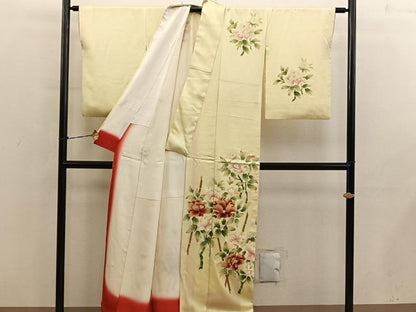 平和屋着物■訪問着　友禅　草花文　正絹　逸品　BAAY0749mz