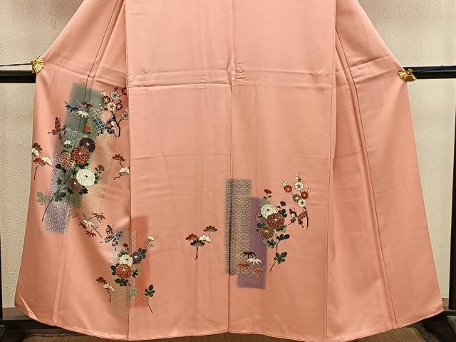 平和屋着物■訪問着　舞蝶花文　暈し染め　金銀彩　正絹　逸品　BAAY0752mz