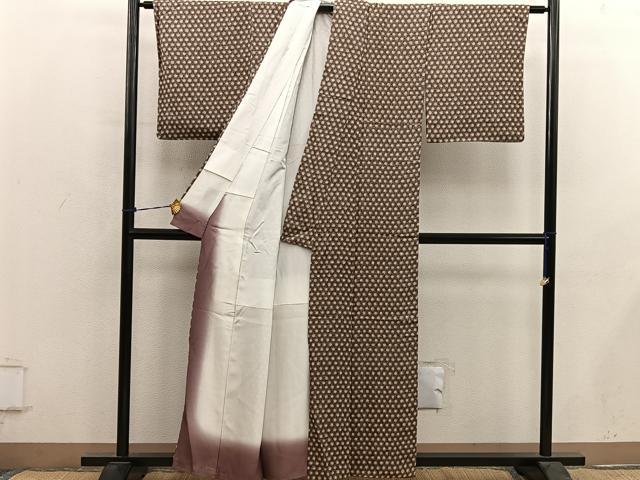 平和屋着物■上質な小紋　幾何学文様　正絹　逸品　BAAY0762mz