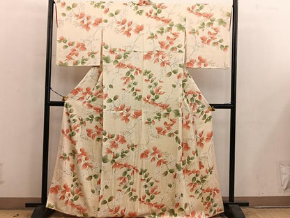 平和屋着物■上質な小紋　草花文　正絹　逸品　BAAY0772mz