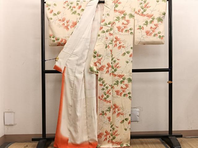平和屋着物■上質な小紋　草花文　正絹　逸品　BAAY0772mz