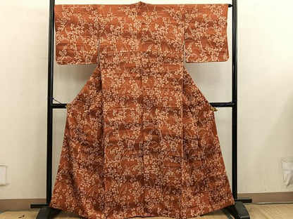 平和屋着物■上質な小紋　草葉文　正絹　逸品　BAAY0774mz