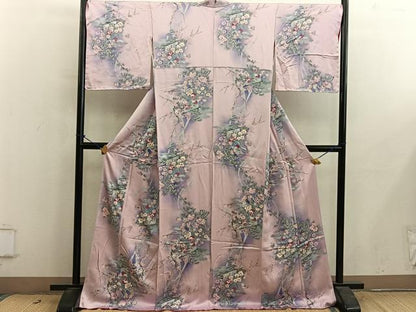 平和屋着物■上質な小紋　鴛鴦花文　暈し染め　正絹　逸品　BAAY0775mz