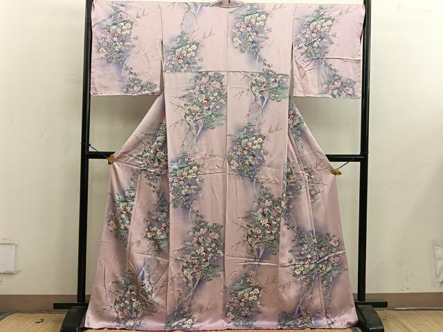 平和屋着物■上質な小紋　鴛鴦花文　暈し染め　正絹　逸品　BAAY0775mz
