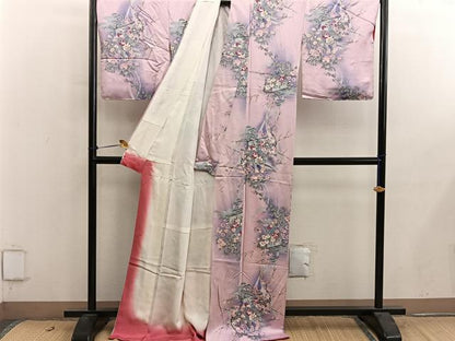 平和屋着物■上質な小紋　鴛鴦花文　暈し染め　正絹　逸品　BAAY0775mz