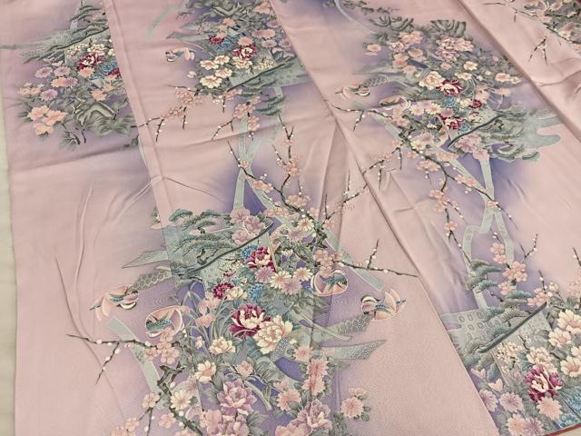 平和屋着物■上質な小紋　鴛鴦花文　暈し染め　正絹　逸品　BAAY0775mz