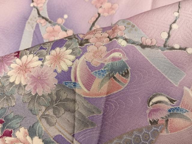 平和屋着物■上質な小紋　鴛鴦花文　暈し染め　正絹　逸品　BAAY0775mz