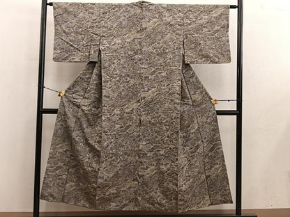平和屋着物■上質な小紋　紬地　風景文　正絹　逸品　BAAY0778mz