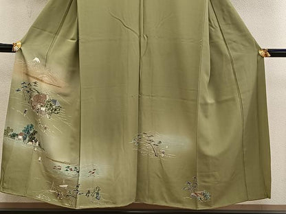 平和屋着物■訪問着　人物風景文　暈し染め　金彩　正絹　逸品　BAAY0786mz