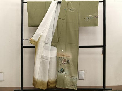 平和屋着物■訪問着　人物風景文　暈し染め　金彩　正絹　逸品　BAAY0786mz