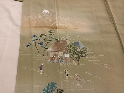 平和屋着物■訪問着　人物風景文　暈し染め　金彩　正絹　逸品　BAAY0786mz