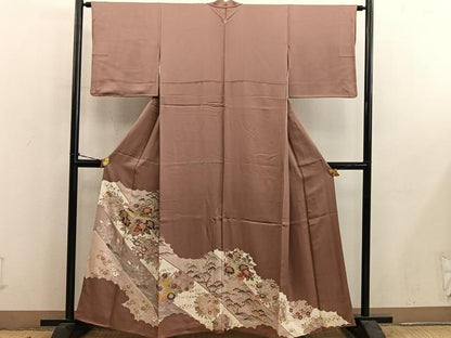 平和屋着物●豪華色留袖　牡丹花文　金彩　西武扱い　正絹　逸品　BAAY0788mz