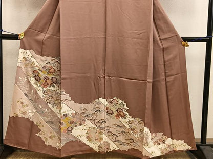 平和屋着物●豪華色留袖　牡丹花文　金彩　西武扱い　正絹　逸品　BAAY0788mz