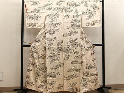 平和屋着物■上質な小紋　松葉文　正絹　逸品　BAAY0790mz