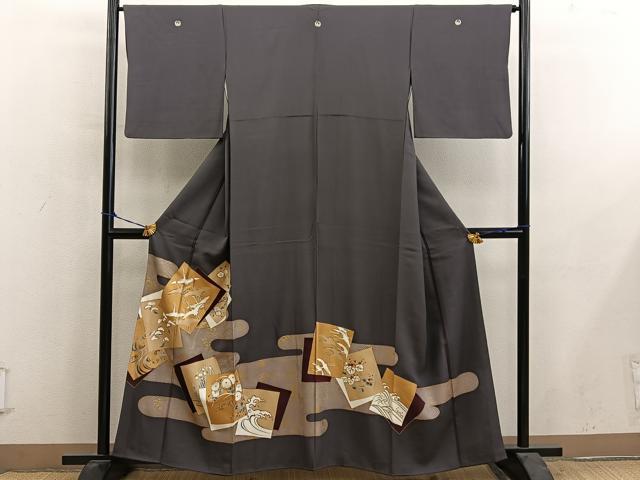 平和屋着物■豪華色留袖　駒刺繍　色紙重ね飛鶴花文　金彩　ますいわ屋扱い　正絹　逸品　BAAY0792mz
