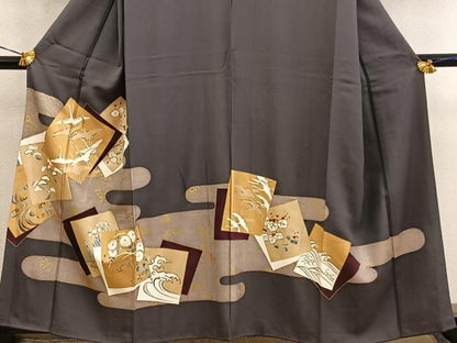 平和屋着物■豪華色留袖　駒刺繍　色紙重ね飛鶴花文　金彩　ますいわ屋扱い　正絹　逸品　BAAY0792mz