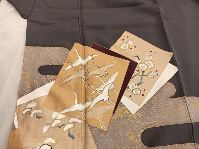 平和屋着物■豪華色留袖　駒刺繍　色紙重ね飛鶴花文　金彩　ますいわ屋扱い　正絹　逸品　BAAY0792mz