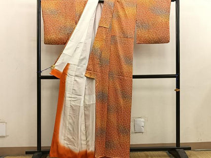 平和屋着物■上質な小紋　総絞り　暈し染め　正絹　逸品　BAAY0794mz