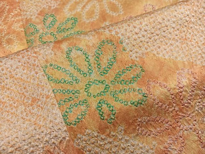 平和屋着物■上質な小紋　総絞り　菊花文　正絹　逸品　BAAY0797mz