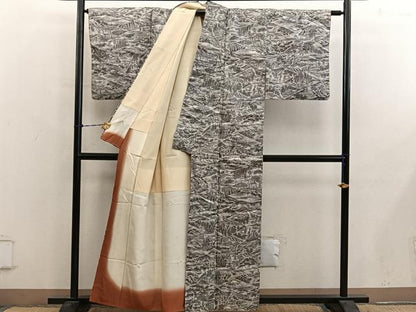 平和屋着物■本場染大島紬　人物風景文　正絹　逸品　BAAY0798mz