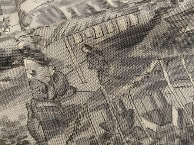 平和屋着物■本場染大島紬　人物風景文　正絹　逸品　BAAY0798mz