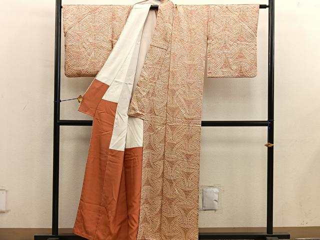 平和屋着物■上質な小紋　総絞り　幾何学文様　正絹　逸品　BAAY0800mz