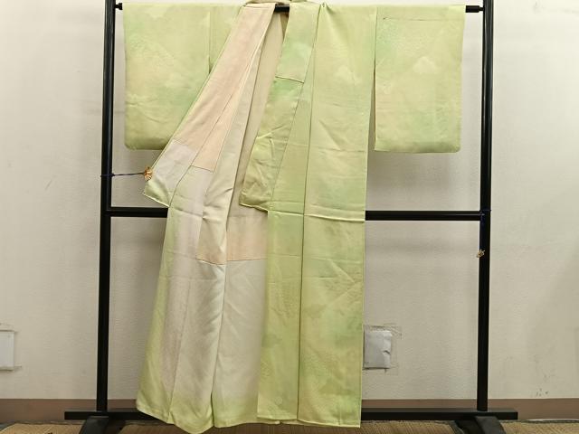 平和屋着物■上質な小紋　雲重ね花地紋　暈し染め　正絹　逸品　BAAY0801mz