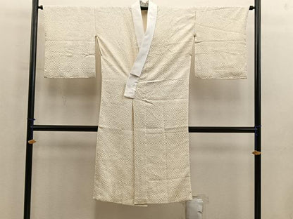 平和屋着物■長襦袢　袷　総絞り　白色　正絹　逸品　BAAY0805mz