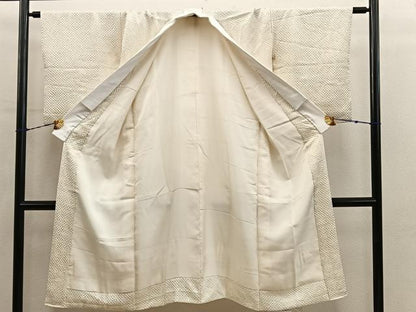 平和屋着物■長襦袢　袷　総絞り　白色　正絹　逸品　BAAY0805mz