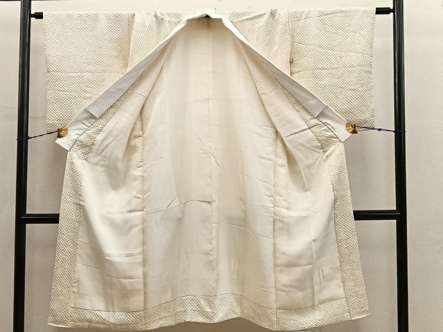 平和屋着物■長襦袢　袷　総絞り　白色　正絹　逸品　BAAY0805mz