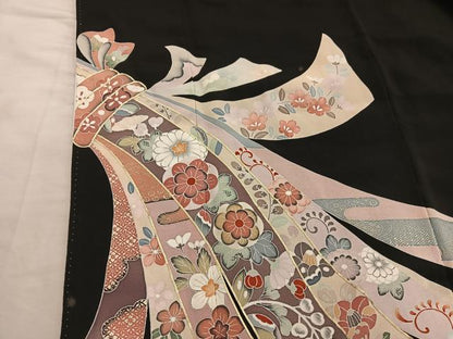平和屋着物■豪華黒留袖　作家物　駒刺繍　束ね熨斗花文　金彩　正絹　逸品　BAAY0806mz