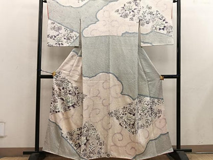 平和屋着物■訪問着　絞り　牡丹花文　正絹　逸品　BAAY0807mz