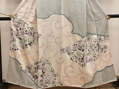 平和屋着物■訪問着　絞り　牡丹花文　正絹　逸品　BAAY0807mz