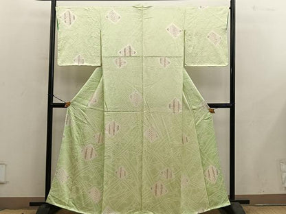 平和屋着物■上質な小紋　総絞り　菱　正絹　逸品　BAAY0808mz