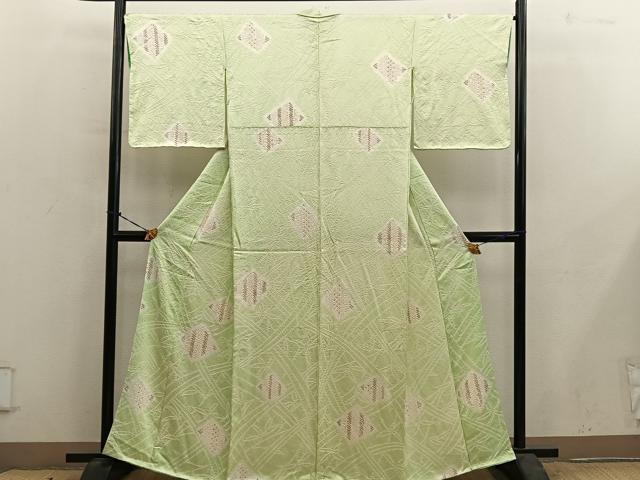 平和屋着物■上質な小紋　総絞り　菱　正絹　逸品　BAAY0808mz