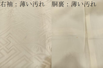 平和屋着物■長襦袢　袷　紗綾形花地紋　白色　正絹　逸品　BAAY0810mz