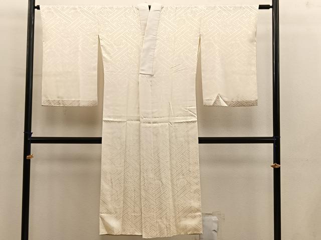 平和屋着物■長襦袢　袷　紗綾形花地紋　白色　正絹　逸品　BAAY0810mz