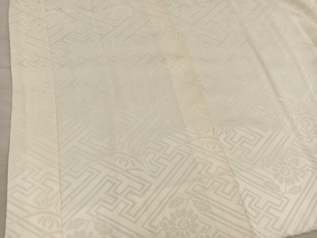 平和屋着物■長襦袢　袷　紗綾形花地紋　白色　正絹　逸品　BAAY0810mz