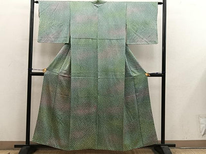 平和屋着物■上質な小紋　総絞り　暈し染め　正絹　逸品　BAAY0811mz