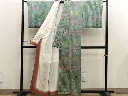平和屋着物■上質な小紋　総絞り　暈し染め　正絹　逸品　BAAY0811mz