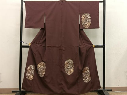 平和屋着物■訪問着　草花文　寿光織　金糸　正絹　逸品　BAAY0816mz