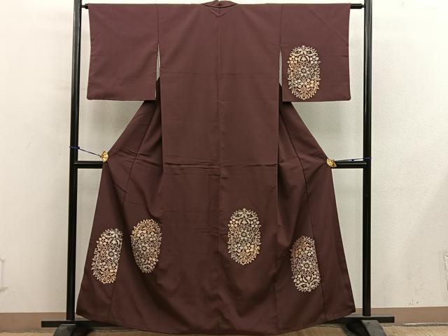 平和屋着物■訪問着　草花文　寿光織　金糸　正絹　逸品　BAAY0816mz