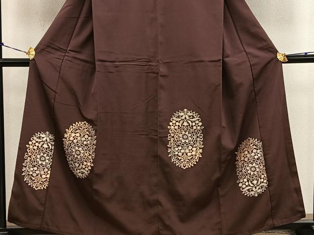 平和屋着物■訪問着　草花文　寿光織　金糸　正絹　逸品　BAAY0816mz